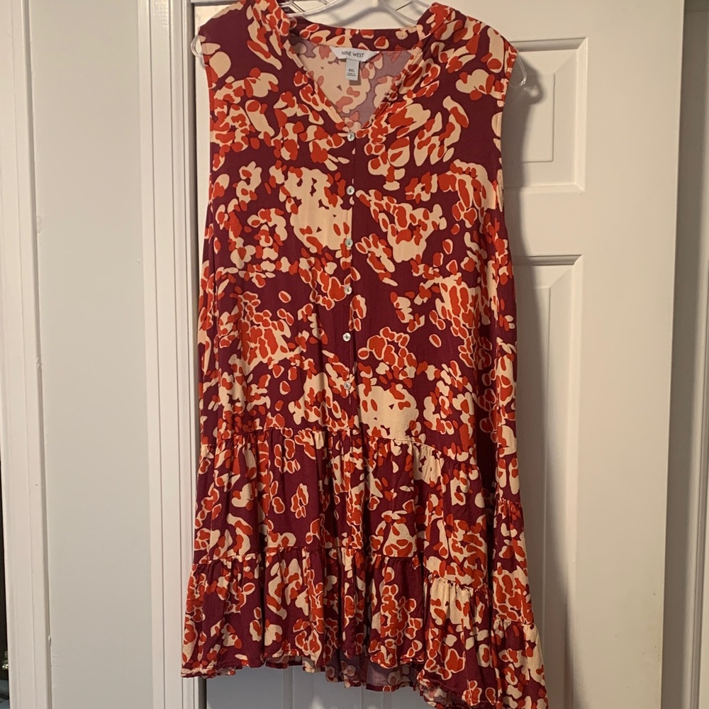 Nine West Red and Cream Floral Dress/Long Shirt